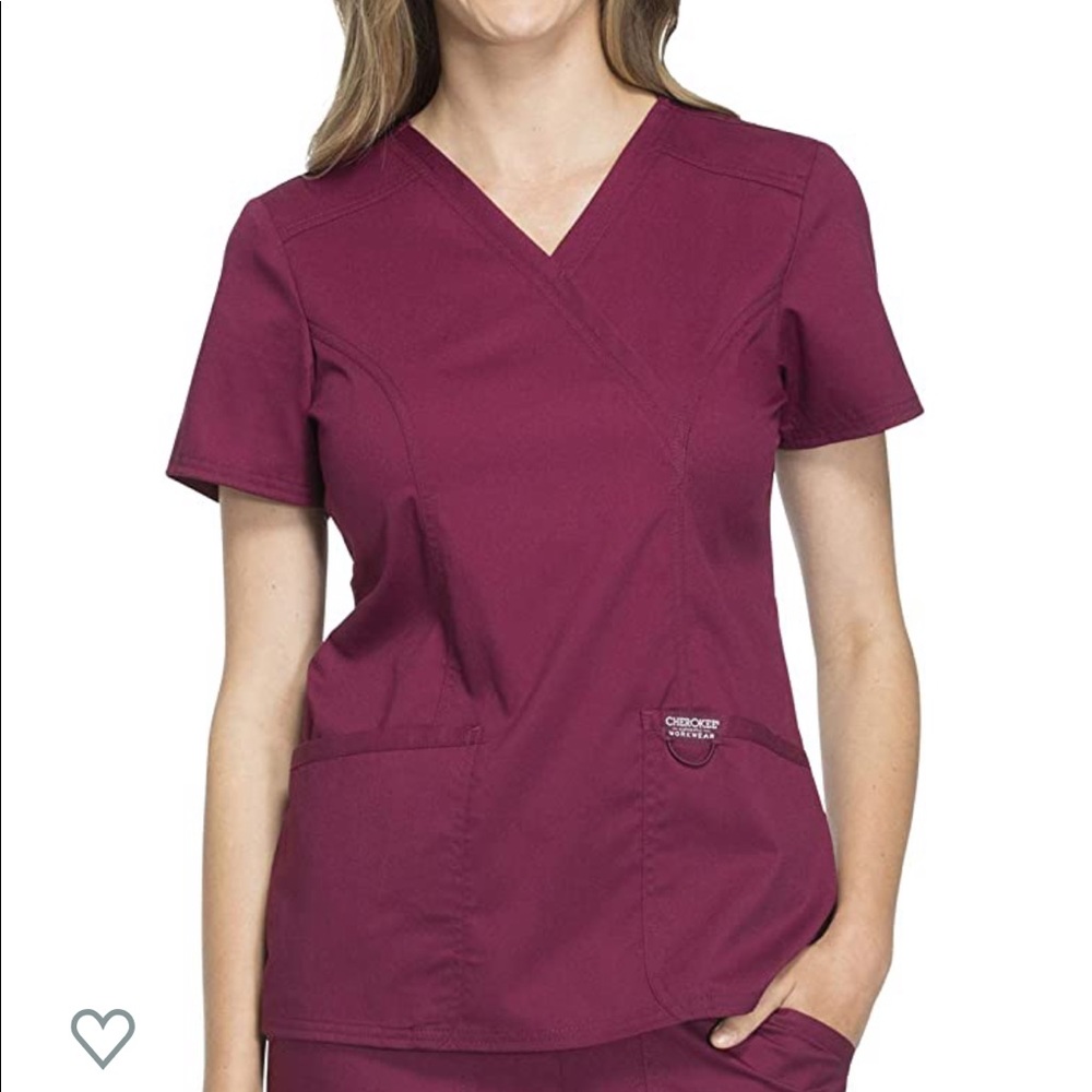 Cherokee Workwear Revolution Mock Wrap Scrub Top